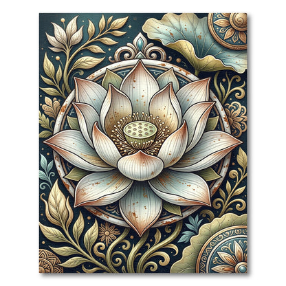 White Lotus Mandala Ornate Detail Rug