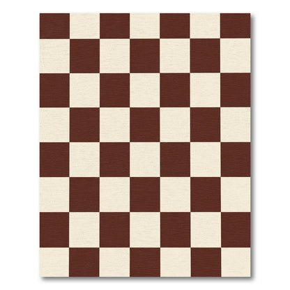 Brown Cream Classic Checkerboard Rug