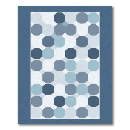 Cool Blue Octagon Grid Rug