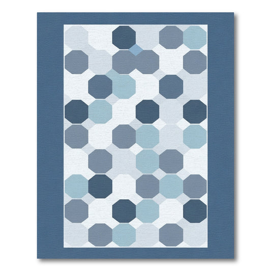 Cool Blue Octagon Grid Rug