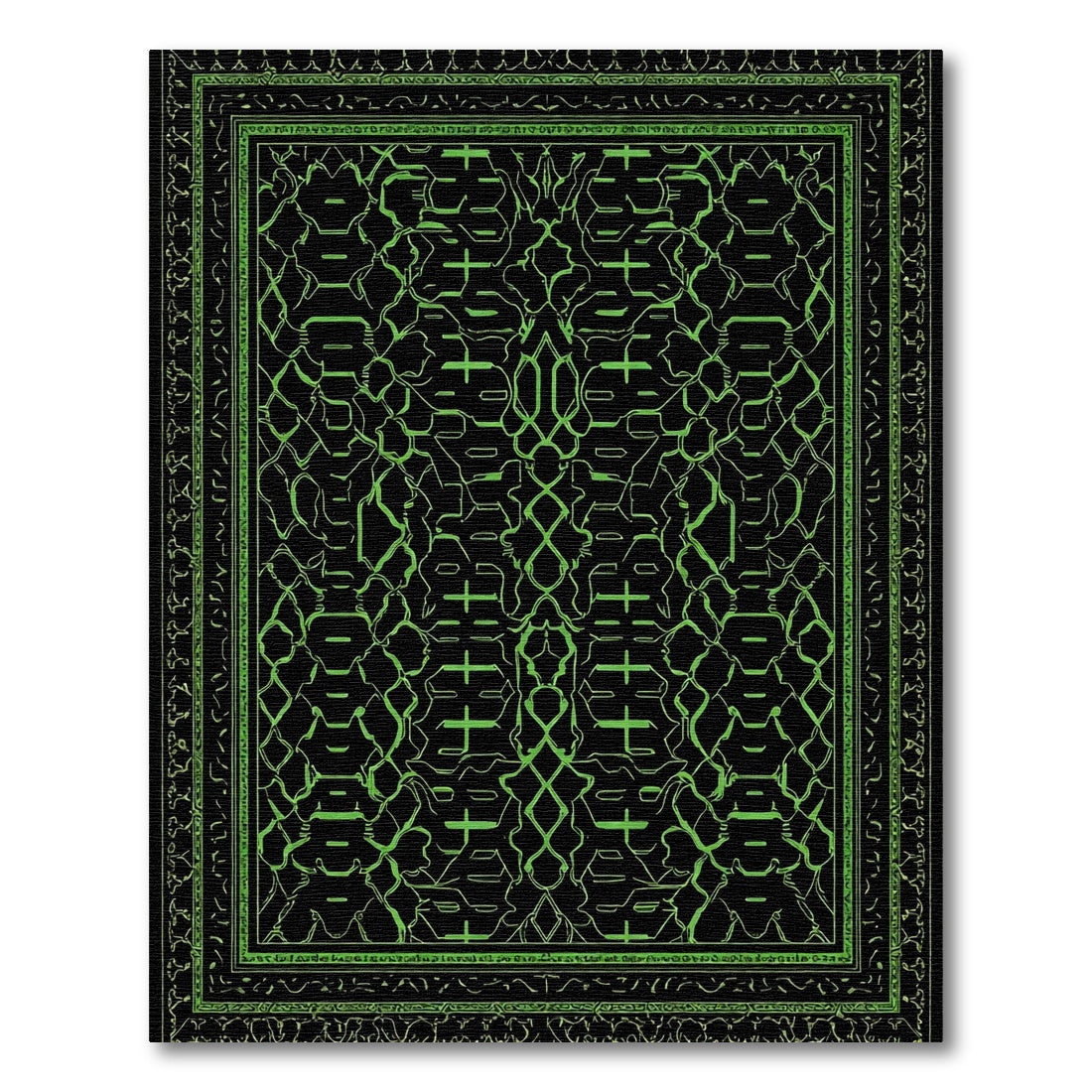 Neon Green Geometric Interlocking Lines Rug