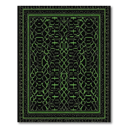 Neon Green Geometric Interlocking Lines Rug