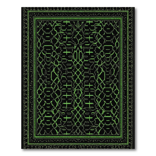 Neon Green Geometric Interlocking Lines Rug