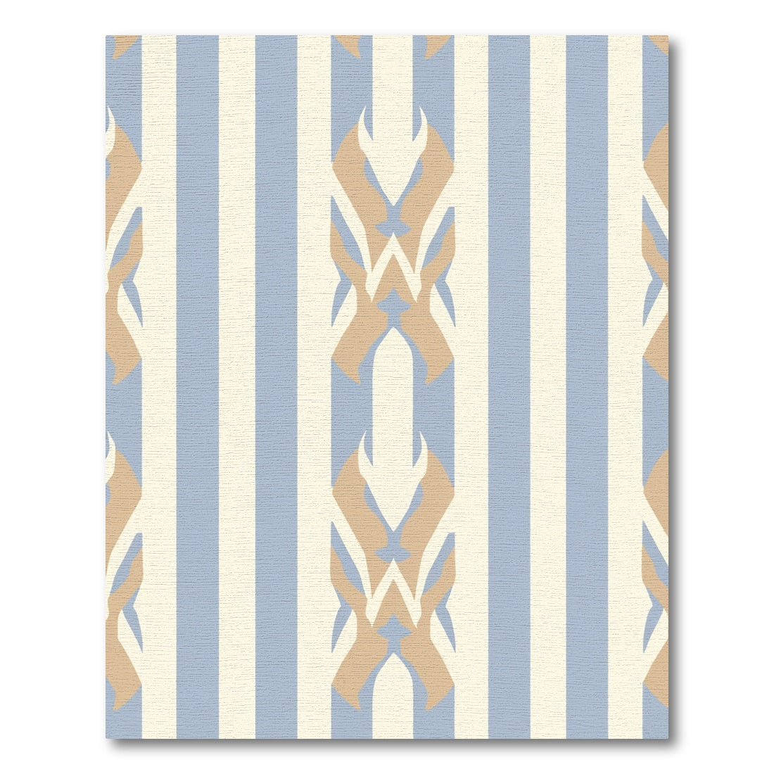 Soft Blue Beige Vertical Stripe Motif Rug
