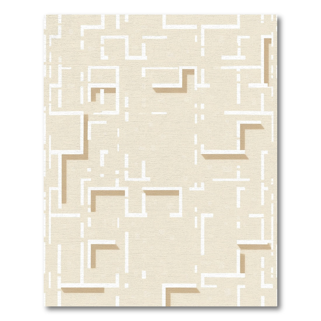 Modern Beige Geometric Labyrinth Rug