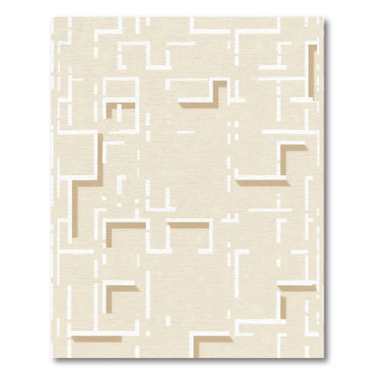 Modern Beige Geometric Labyrinth Rug