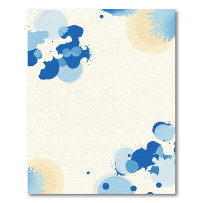 Abstract Blue Circles Watercolor Splatter Rug