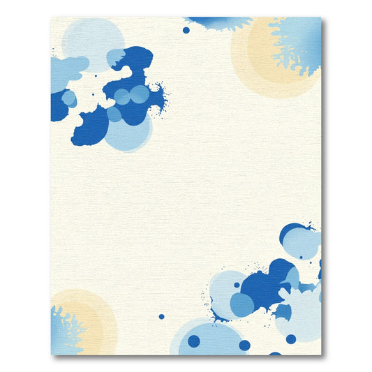 Abstract Blue Circles Watercolor Splatter Rug