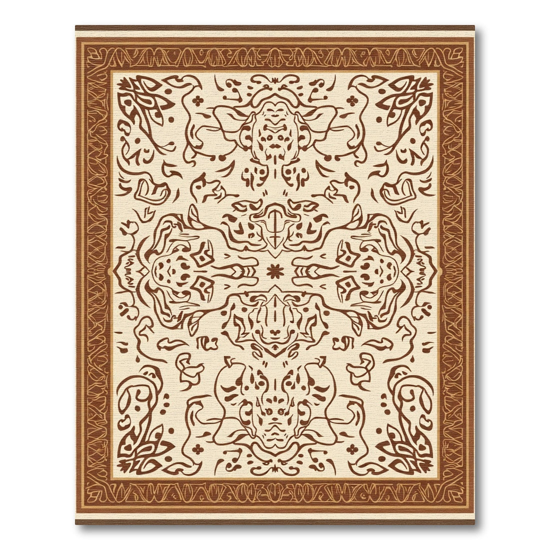 Brown Viscose Medallion Symmetry Rug