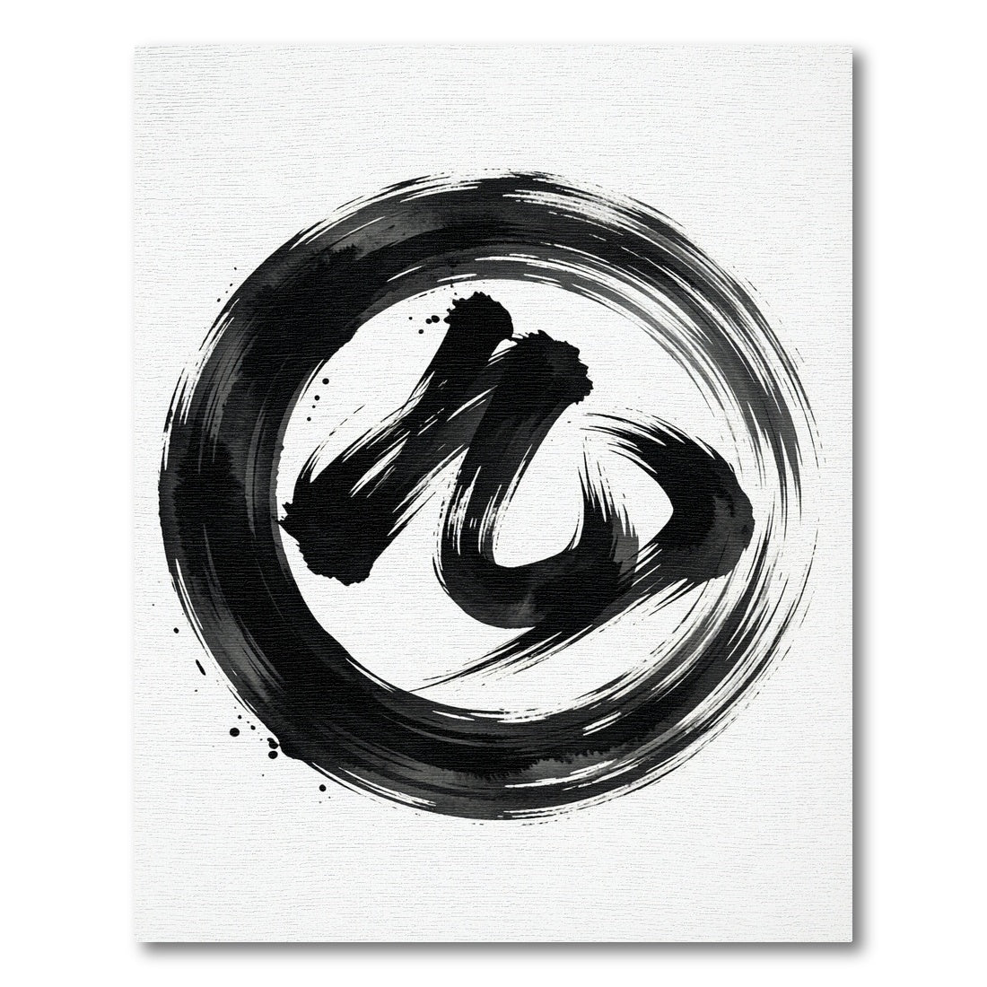Bold Black Ink Abstract Brush Stroke Rug