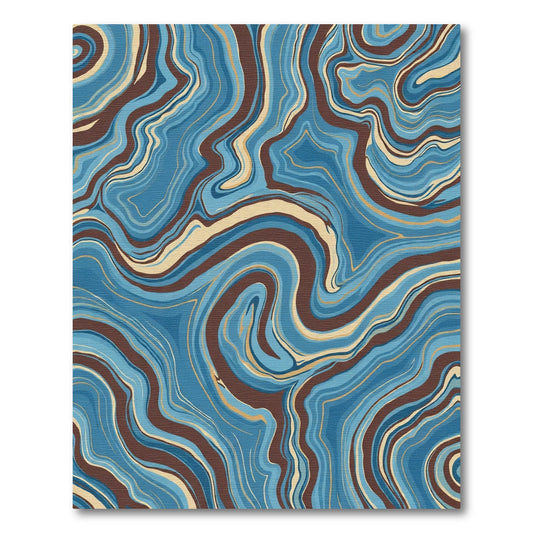 Deep Blue Brown Agate Swirl Rug