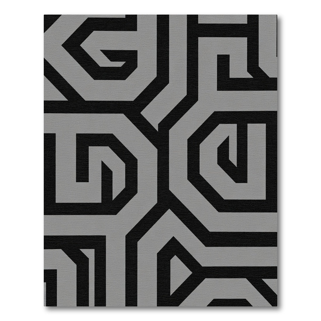 Abstract Black Gray Geometric Labyrinth Rug