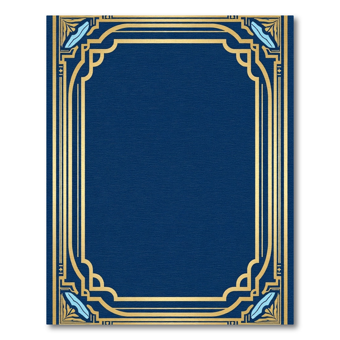 Elegant Navy Gold Geometric Frame Rug