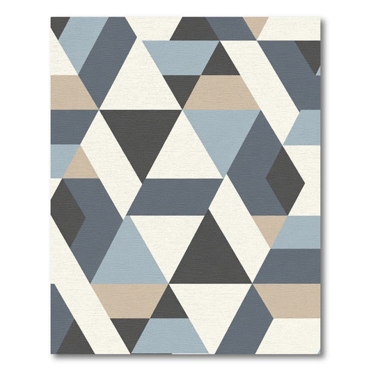 Geometric Blue Beige Triangle Collage Rug