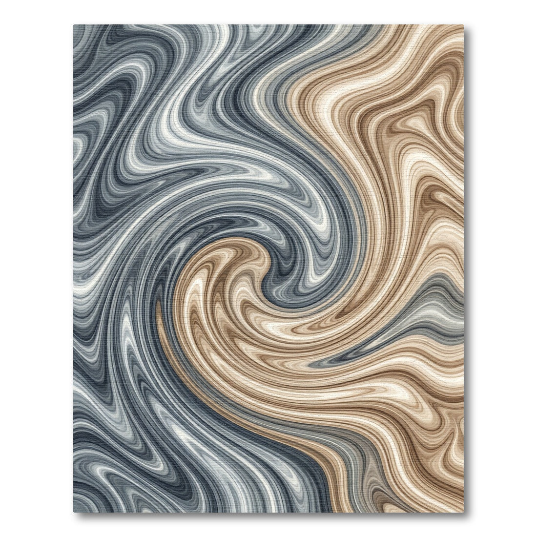 Modern Gray and Tan Fluid Swirl Rug