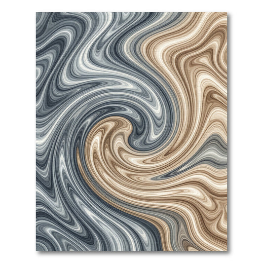 Modern Gray and Tan Fluid Swirl Rug