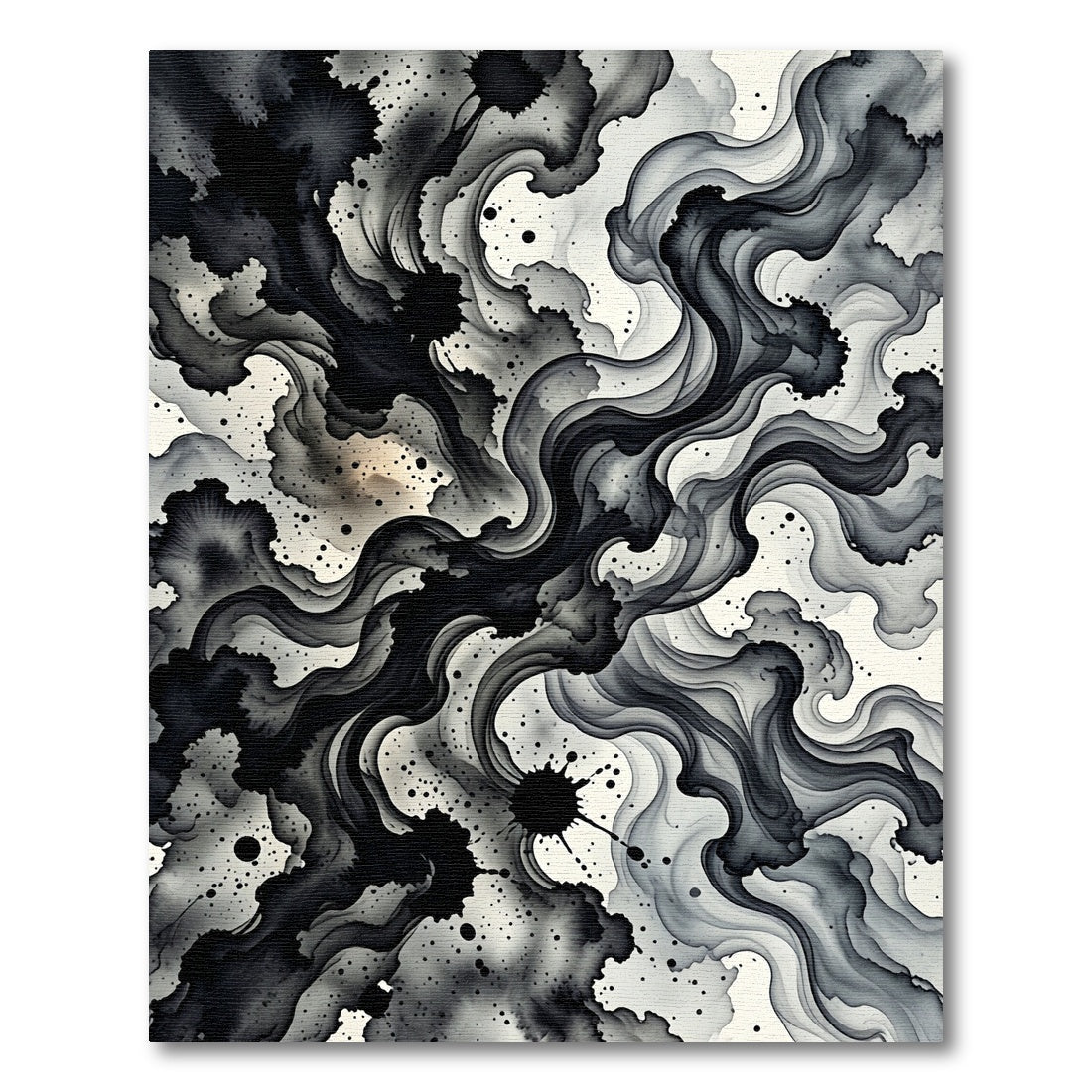 Ethereal Black Ink Swirl Reminiscence Rug