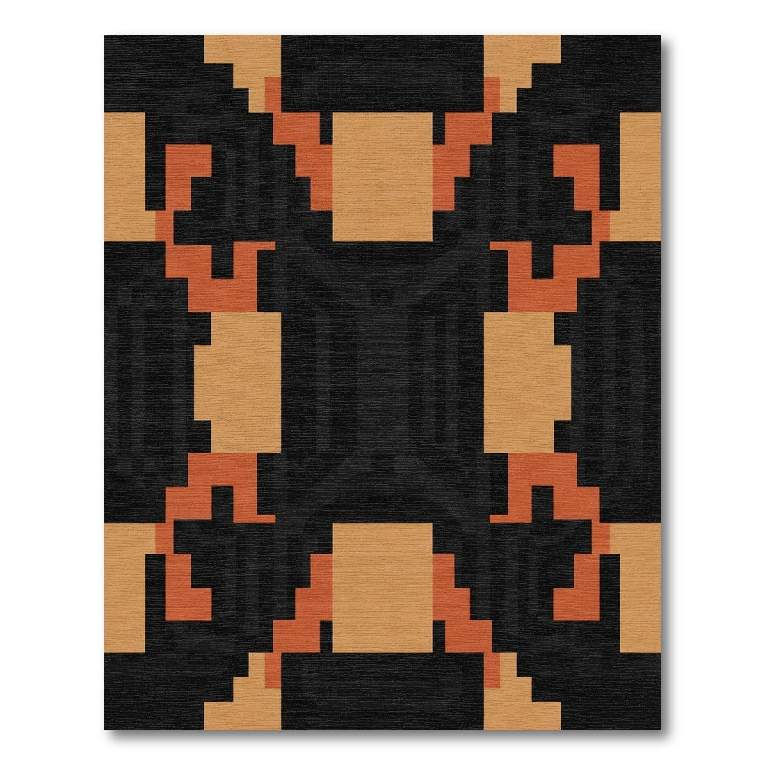 Retro Geometric Orange Squares Rug
