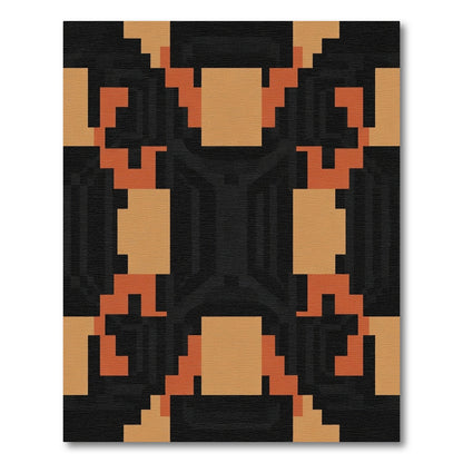 Retro Geometric Orange Squares Rug