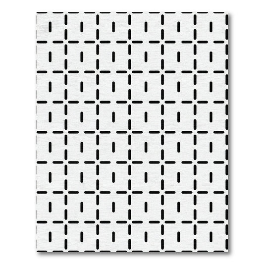 Black and white geometric dash squares Rug