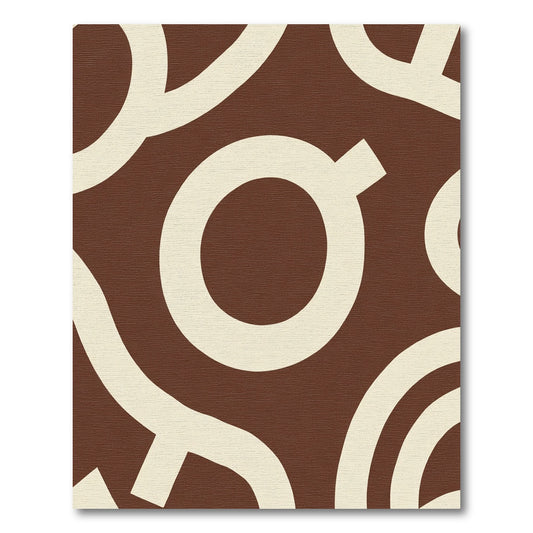 Brown Cream Abstract Circles Weave Rug