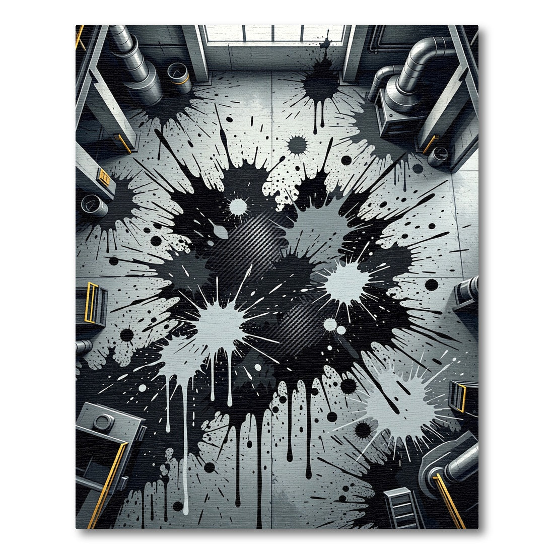 Monochromatic Splatter Abstract Grunge Rug