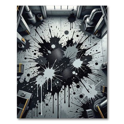Monochromatic Splatter Abstract Grunge Rug