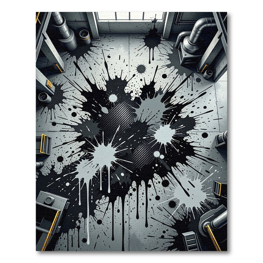 Monochromatic Splatter Abstract Grunge Rug