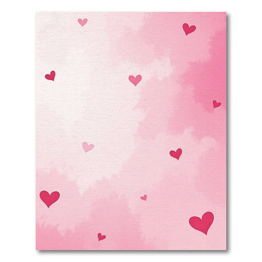 Romantic Pink Scattered Hearts Gradient Rug