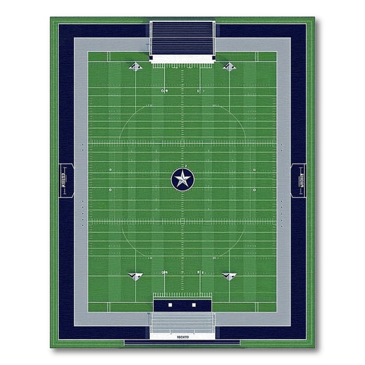 Green Navy Star Football Field Rug