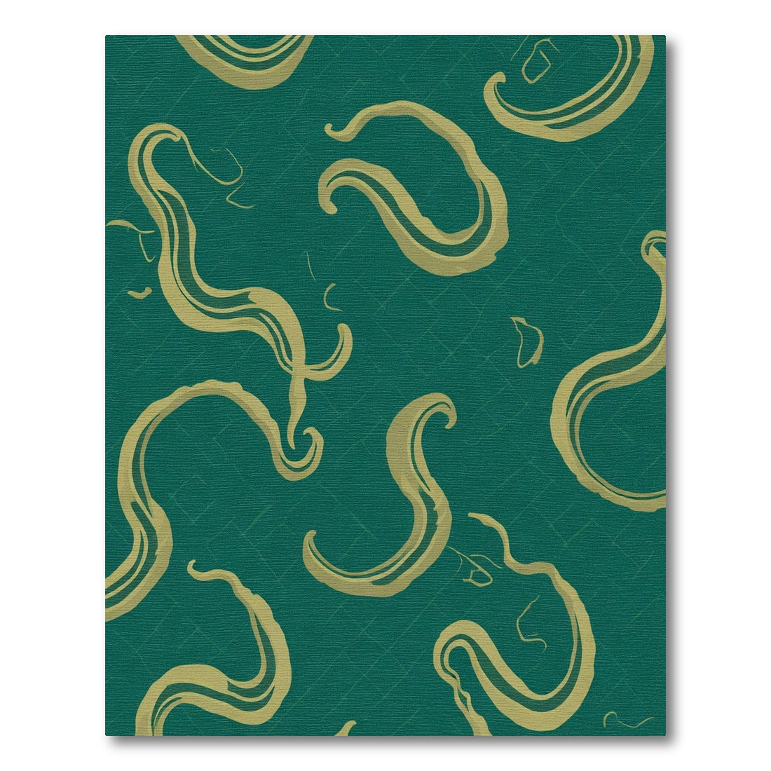 Emerald Gold Swirling Ornate Ribbons Rug