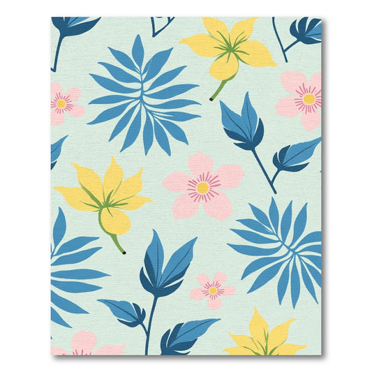 Tropical Pink Yellow Blue Floral Botanical Rug