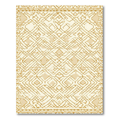 Golden Beige Geometric Diamond Weave Rug