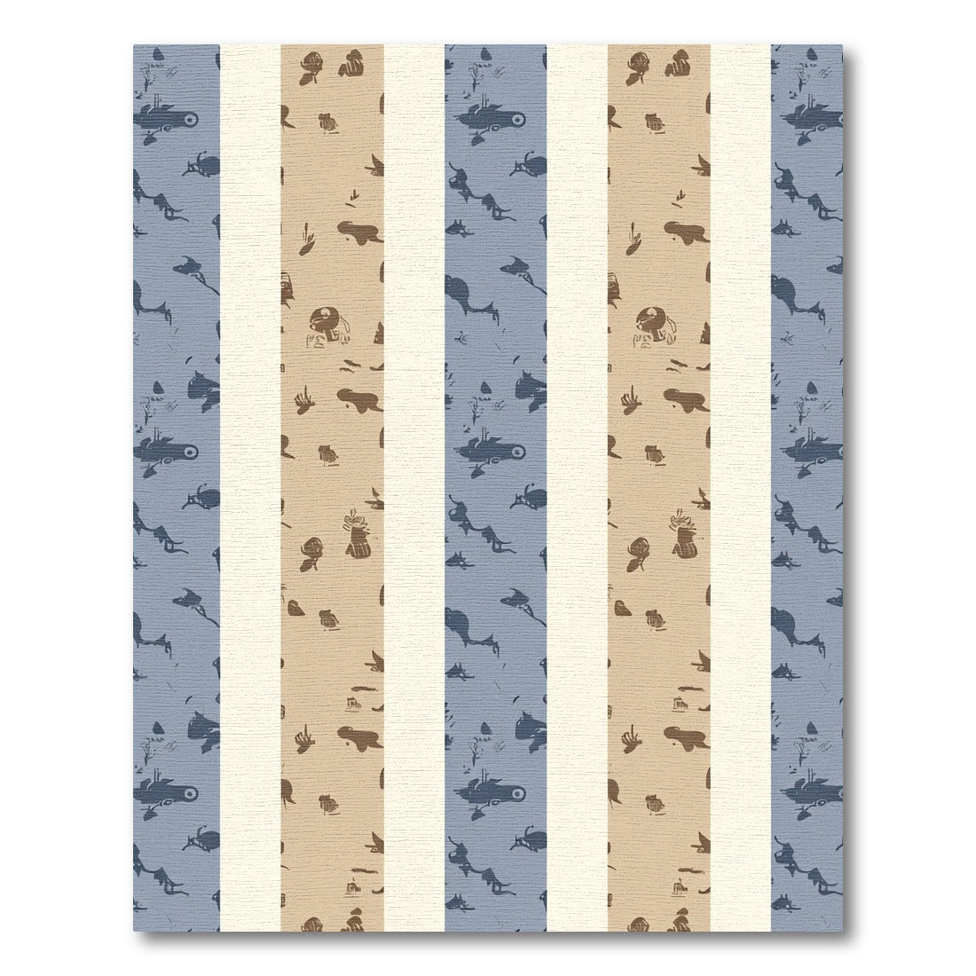 Blue Tan Abstract Stripe Figures Rug