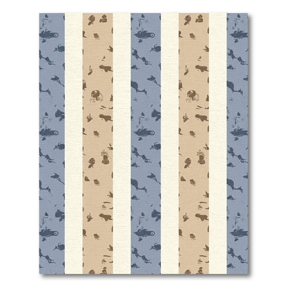 Blue Tan Abstract Stripe Figures Rug