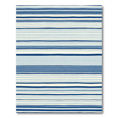 Coastal Ocean Blue Stripe Rug