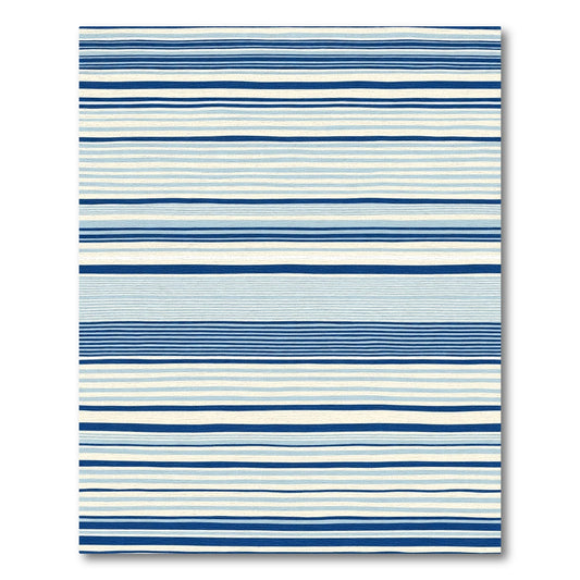 Coastal Ocean Blue Stripe Rug