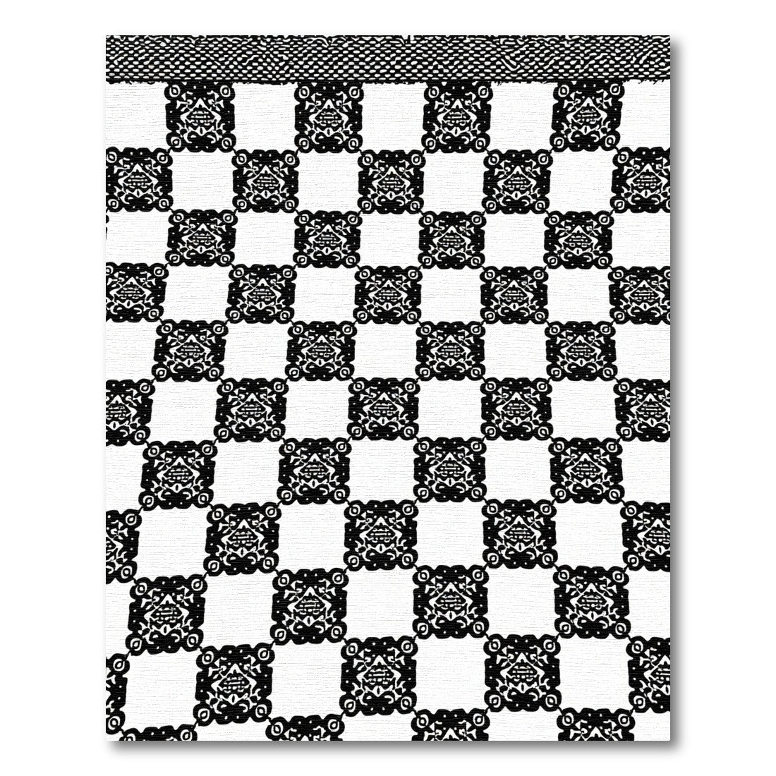Chic Black White Checkerboard Ornament Rug