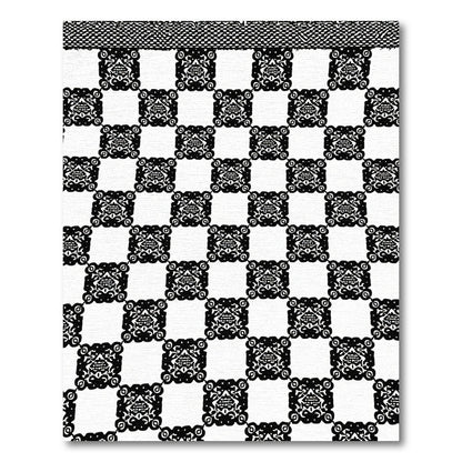 Chic Black White Checkerboard Ornament Rug
