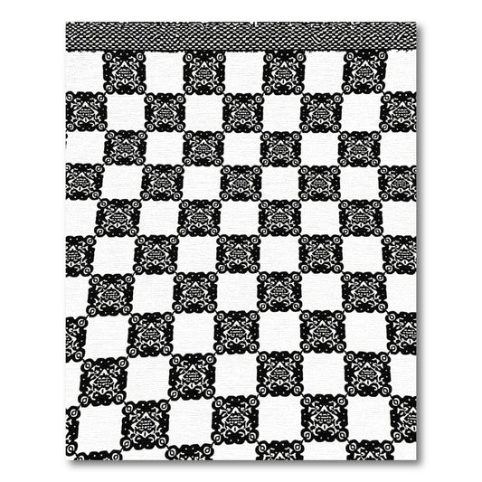 Chic Black White Checkerboard Ornament Rug