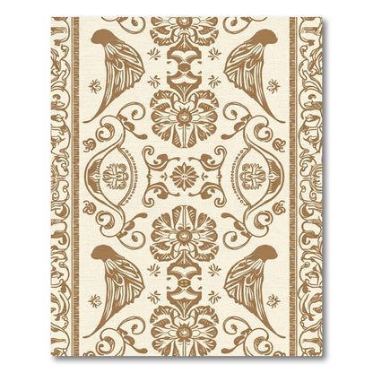 Brown Bird Floral Damask Scrolling Rug