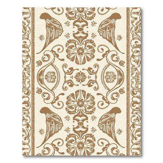 Brown Bird Floral Damask Scrolling Rug
