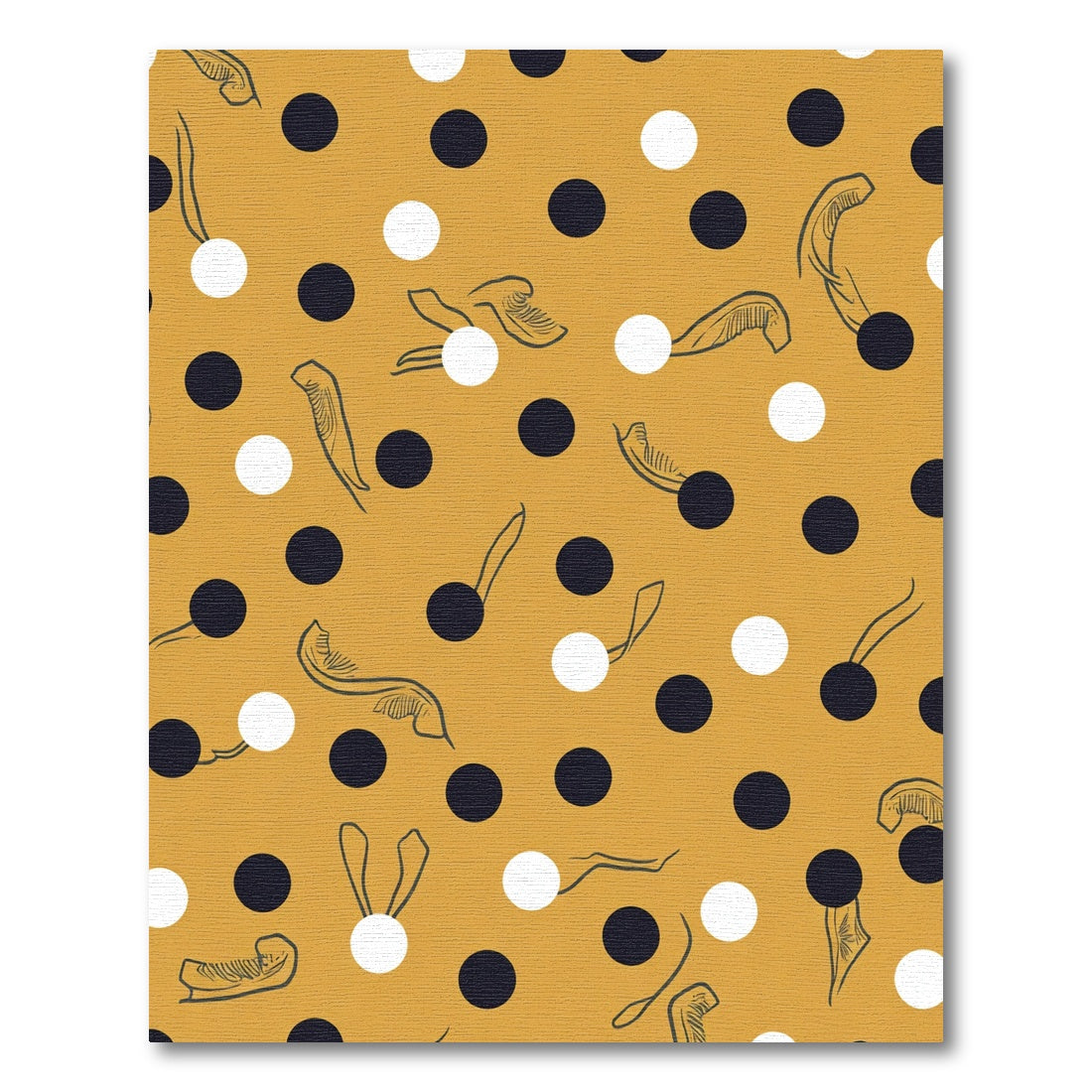 Ochre Polka Dot Botanical Sketch Rug