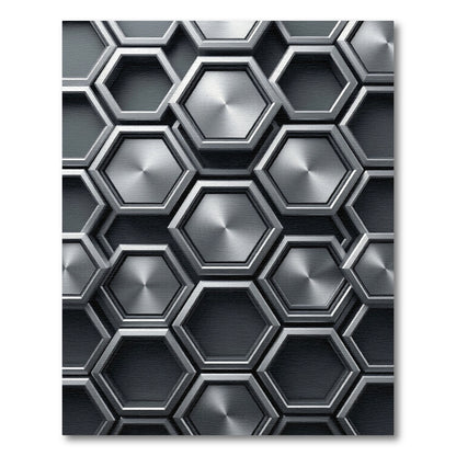 Industrial Hexagon Metal Texture Rug