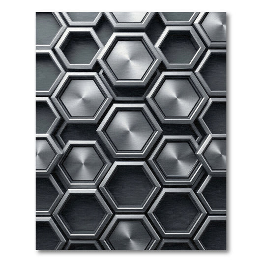 Industrial Hexagon Metal Texture Rug