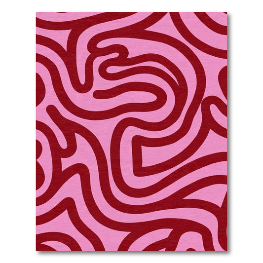 Crimson Swirls Pink Abstract Rug