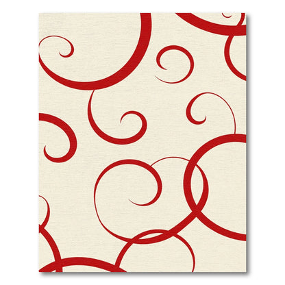 Crimson Swirls Cream Background Rug