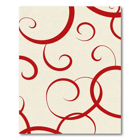 Crimson Swirls Cream Background Rug