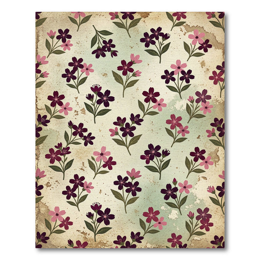Dark Plum Pink Floral Sprigs Rug