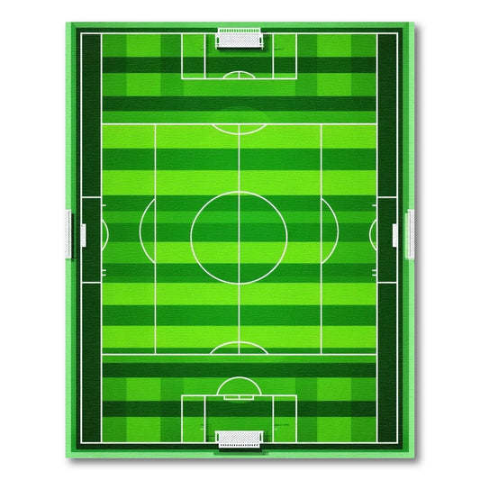 Bold Green Soccer Field Lines Rug